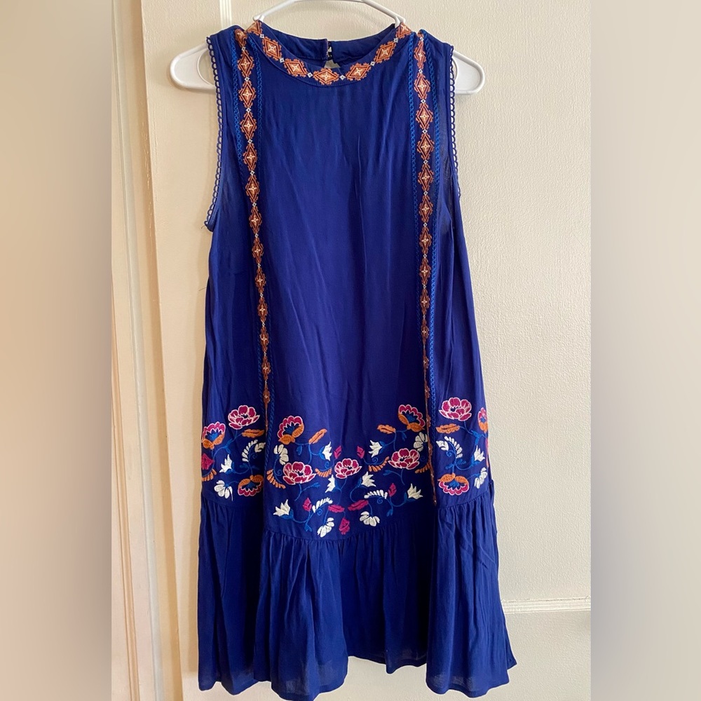 Blue Floral Sleeveless Dress Women’s Large